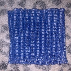 blue and white pattern tube top, never worn